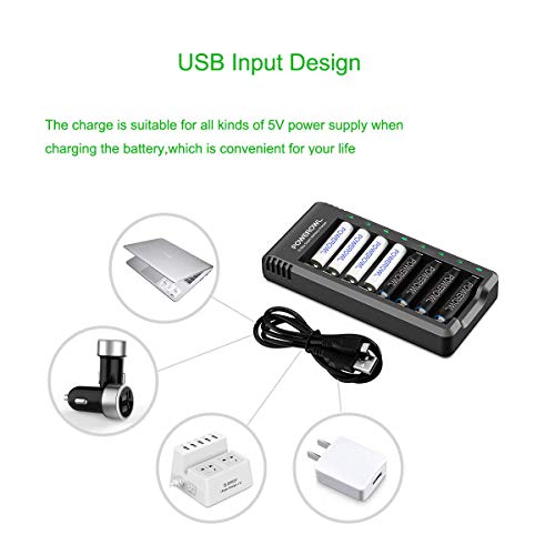 POWEROWL Rechargeable AA and AAA Batteries with Fast Charger, High Capacity NiMH - 4 x 2800mAh AA & 4 x 1000mAh AAA