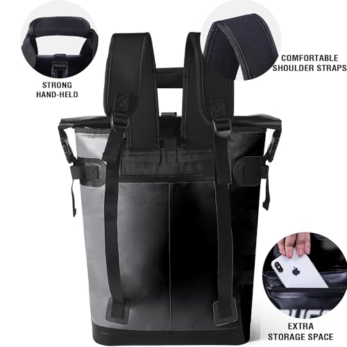 Waterproof Cooler Backpack 48 Can Large Insulated Backpack Cooler Heavy Duty Portable Lightweight Cooler Bag for Beach Picnic Camping Men and Women,Black