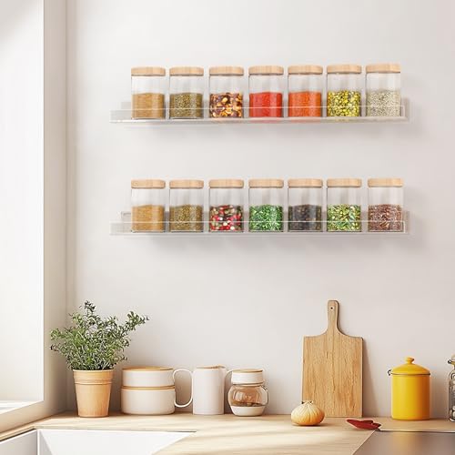 HBlife 24 Inches Invisible Wall Floating Bookshelf for Kids and Nursery, 16 Inch Stud Spacing Clear Acrylic Shelves for Figures, 1 Pack (5MM Thick)