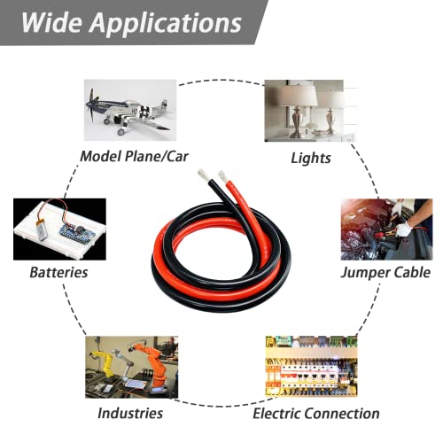 Dastard 6 Gauge Wire, Extra Flexible Silicone Insulated 6 AWG Stranded Tinned Copper Wire 10ft【Red and Black Each 5ft Separated】 High Temperature 6AWG Battery Wire 200℃ 600V - Inverter, Car, Auto
