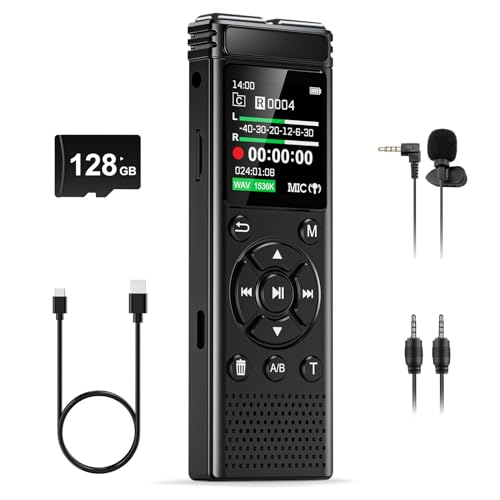 136GB Digital Voice Recorder One Click, Voice Recorder with Playback HD Recording Easy Control, Large Screen 7000 Hours Sound Audio Recorder Recording Tape for Lectures Meeting MP3 Player