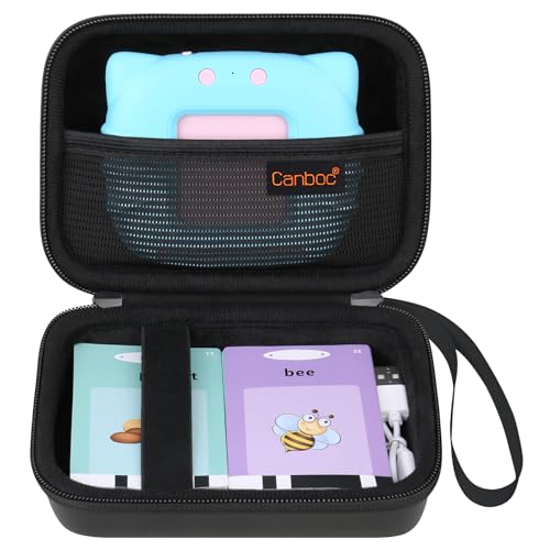 Canboc Carrying Case for QuTZ/Startcan/Aullsaty/Lapare/KOKODI Toddler Toys Sight Words Talking Flash Cards, Mesh Pocket fits Card Reader and Cable, Black (Case Only)