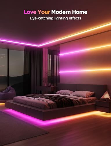 Govee RGBIC LED Strip Lights 9.8ft with Covers, Smart LED Lights Work with Alexa and Google Assistant, LED Diffuser Channel with LED Lights for Bedroom, Skirting Lines, Studio, Cabinet