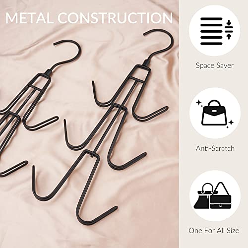 ZEDODIER Purse Hanger Organizer for Closet, Hanging Bag Holder, Keeping Purses Visible and in Good Condition, Metal Handbag Storage Hook Backpack Rack Space Saving Hanger, Black
