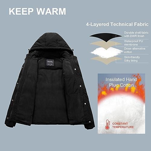 Pursky Ladies Winter Coats Heavyweight Quilted Short Puffer Outwear Usually Down Jackets Parkas Shine Black 2XL