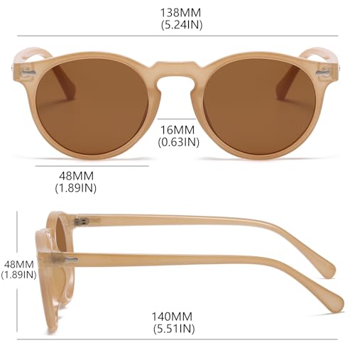 YMRFW Retro Polarized Sunglasses for Women Vintage Style Small Round Sun Glasses UV Protection