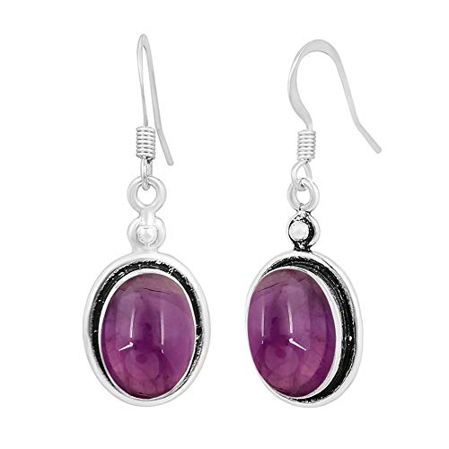 10.56 Cts Amethyst Dangle Earrings For Women, Purple Stone February Birthstone Jewelry Mother's Day Gifts For Mom Wife