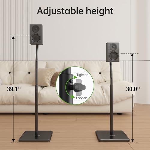 USX MOUNT Universal Speaker Stands, Height Adjustable Extend 30.0" to 39.1" for Satellite Speakers & Small Bookshelf Speakers up to 11 lbs Per Stand, 1 Pair Floor Stands for Sony Bose Polk JBL Yamaha