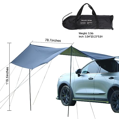 Zoomers Car Awning.Versatile Awning for Car Van SUV. Roof Rack Awning. Car Van SUV Awning for Camping. Car Awning Camping Retractable, UV Protection,Waterproof. (Green)