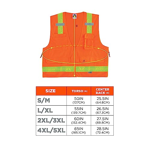 Ergodyne GloWear 8250ZHG Class-2 Hi-Gloss Surveyors Safety Vest, Orange, Small/Medium