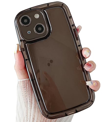 Qokey for iPhone 13 Case 6.1"(Not fit 13 Pro)[10ft Drop Protection] Cute Clear Bright Colors Soap Design with Ultra Thick Edge Protection Soft Puff Phone Case(for iPhone 13, Black)