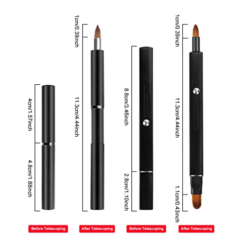 Arqumi 2 Pack Lip Applicator for Makeup, Dual-ended Lip Brush with Protective Lid, Single-ended Lip Brush Retractable Lipstick Applicator for Lip Gloss, Lip Mask, Eyeshadow, Lip Cream, Black
