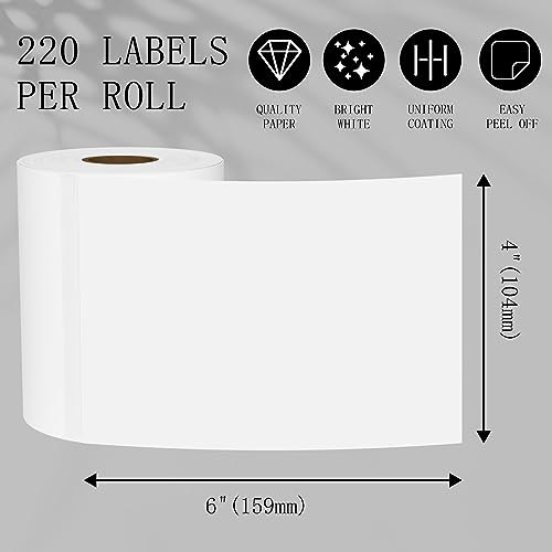 4"x6" (1 Roll) BESTIKER Direct Thermal Shipping Labels Compatible with DYMO Label Writer 4XL 1744907, 1755120, Perforated Postage Label Paper for DYMO, Rollo, Zebra, 220 Labels/Roll