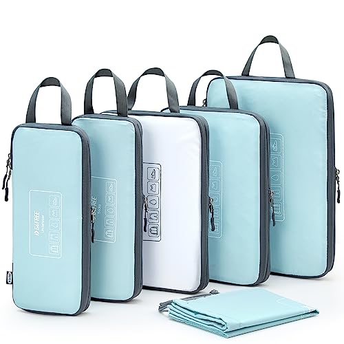 G4Free 6 Set Compression Packing Cubes, 3 sizes Travel Packing Organizers for Suitcases, Expandable Luggage Suitcase Storage Bags Set, Lightweight Packing Cubes Travel Essentials