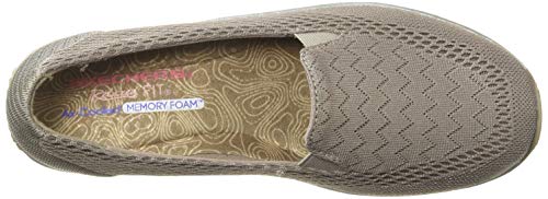 Skechers Women's Reggae Fest-Willows-Wide Loafer Flat, Dark Taupe, 6 W US