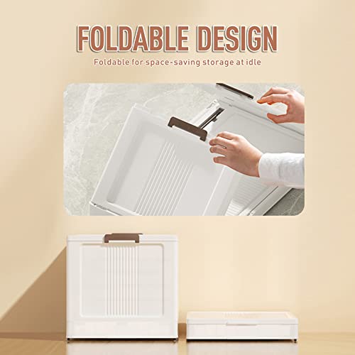 SAILUN 3 Pack 16 Gal Stackable Folding Storage Bins with 4 Lids, Closet Organizers and Storage, Folding Storage Box with Doors Collapsible Storage Cabinet Bins (22" Wx13.8 Dx38.5 H)