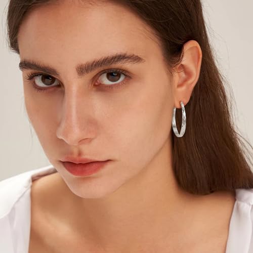 Senteria Large Silver Hoop Earrings for Women 925 Sterling Silver Hoop Earrings Hypoallergenic Silver Hoop Earrings Lightweight Big Silver Hoop Eearrings for Women