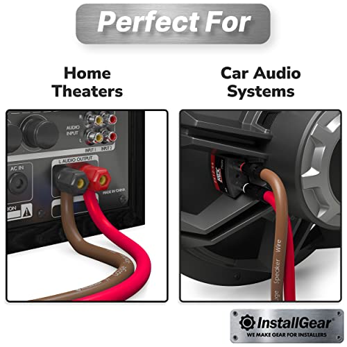 InstallGear 14 Gauge AWG 30ft Black Speaker Wire Cable - Great Use for Car Speakers Stereos, Home Theater Speakers, Surround Sound, Radio