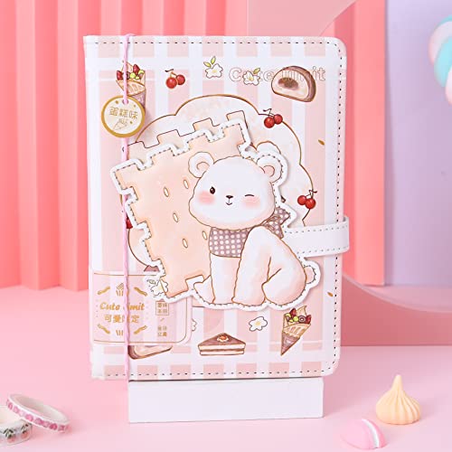 Kawaii Notebook, Cute Bear Journal Notebook, Bear Journal for Girls, Cute Journal for Girls, Kawaii Journal, Soft PU Leather Cover, 6.6 x 4.9 inch (16.8 x12.4 cm), A5 (Bear)