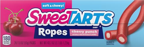 SweeTARTS Soft and Chewy Ropes, Cherry Punch Flavor, 1.8 Ounce Pouches (Pack of 24)