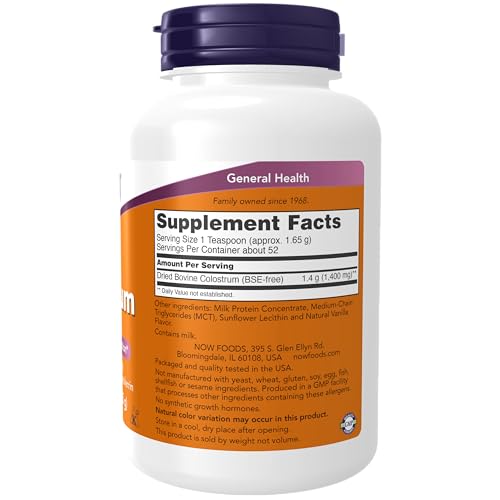 NOW Foods Supplements, Colostrum Powder, Naturally occurring Immunoglobulins and Lactoferrin, 3-Ounce