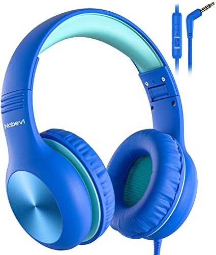 Nabevi Headphones for Kids for School, Kids Headphones with Microphone, Sharing Function, 85dB/94dB Safe Volume Limit, HD Sound, Over Ear Kids Headphones for School, On-line Study, Travel [Violet]