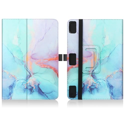 HoYiXi Universal Case for 7-8 inch Tablet Fire HD 8/Fire HD 8 Plus with Stand Folio and Hand Strap Protective Cover for 7"-8" Samsung Android Tablet -Dali Blue