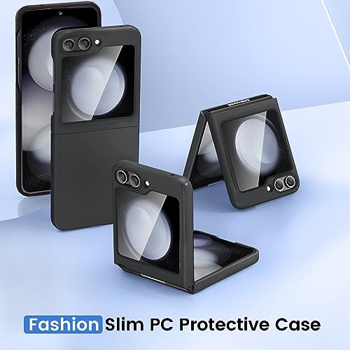 Ruky for Samsung Galaxy Z Flip 5 Case, Full Body Cover Hard PC Ultra-Thin Anti-Scratches Shockproof, Support Wireless Charging Protective Phone Case for Samsung Galaxy Z Flip 5, Black