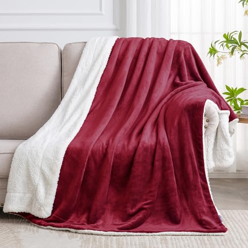 BEDELITE Sherpa Fleece Blanket Twin Size, Thick Warm Blankets for Winter, Reversible Soft & Cozy Fuzzy Blanket for Couch and Bed (Purple, 60" X 80")