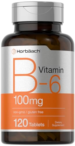 Horbäach Vitamin B-6 100mg | 120 Vegetarian Tablets | Pyridoxine HCl | Vegetarian, Non-GMO & Gluten Free Supplement