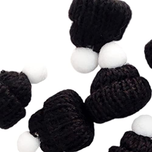 PRETYZOOM Christmas Knitting Hats - Santa Doll Hat, Lollipop Hats, Wine Bottle Hat for DIY Craft Decoration (10pcs, Black)