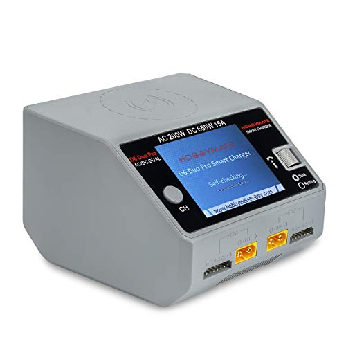 HOBBYMATE D6 Duo Pro Balance Charger Dual Ports - for Lipo Battery, Li-ion Battery, LiFe Battery, Nimh / Nicd Batttery Pack Charger, Support AC/DC Input （Gray）