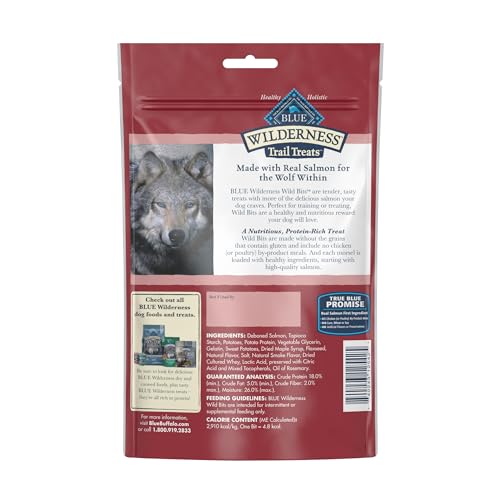 Blue Buffalo Wilderness Trail Treats Wild Bits High Protein Grain Free Soft-Moist Training Dog Treats, Salmon Recipe 10-oz Bag