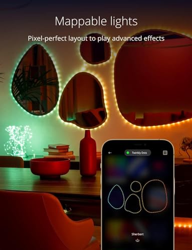 Twinkly Dots 10ft, LED Strip Multicolor, 60 RGB LED Strip Flexible, Compatible with HomeKit, Alexa and Google Home, Gaming Lights, 16 M+ Colors, USB Powered, App Control, Black Wire