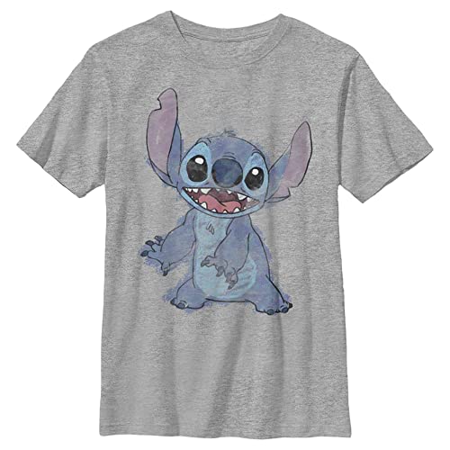 Disney Boy's Sketchy Stitch T-Shirt, Athletic Heather, X-Small