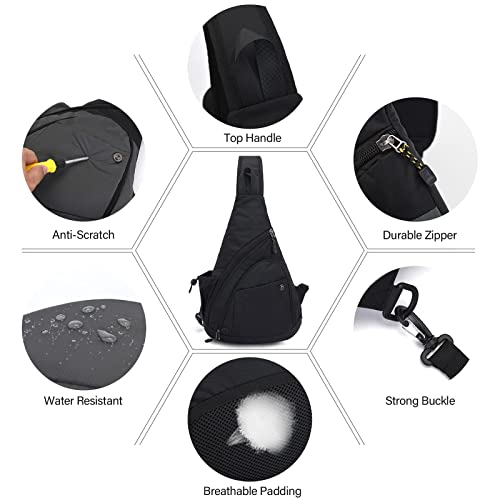 Peicees Sling Bag for Men Women Shoulder Bag Backpack Strap Pockets for Iphone13 Chest Bag for Running Hiking Camping Exercise Outdoor