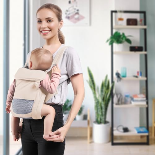 Shiaon Baby Carrier Newborn to Toddler, Cozy Baby Wrap Carrier(7-30lbs), Easily Adjustable Toddler Carrier, Lightweight Baby Holder Carrier, Baby Sling Carrier, Beige