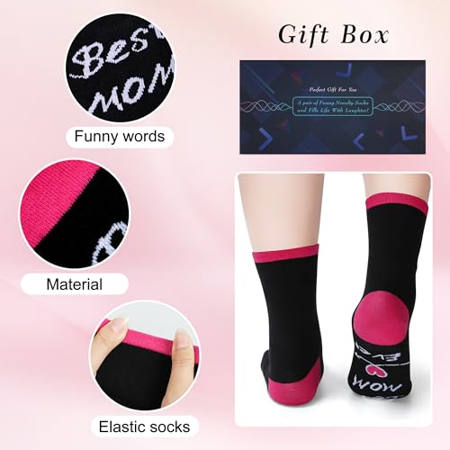 Mothers Day Socks Gifts for Her, Birthday Gifts for Women, Funny Mom Gifts from Daughter Son Best Mom Ever Socks Gifts