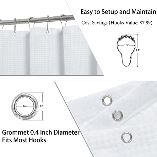 78 Inch Long Shower Curtains for Bathroom Black Polyester Ombre Waffle Fabric Long Shower Curtain 78 Length Water Repellent Shower Curtain with 12 Hooks,Machine Washable Black