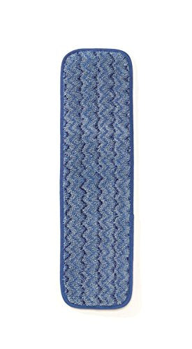 Rubbermaid Commercial Products HYGEN Microfiber Room Mop Pad, 18-Inch, Blue, Single-Sided, Damp Mop Head for Heavy-Duty Cleaning on Hardwood/Tile/Laminated Floors in Kitchen/Lobby/Office, Pack of 12