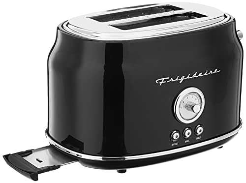 CULINARY CHEF, 2 Slice Toaster, Retro Style, Wide Slot for Bread, English Muffins, Croissants, and Bagels, 5 Adjustable Toast Settings, Cancel and Defrost, 900w, Black