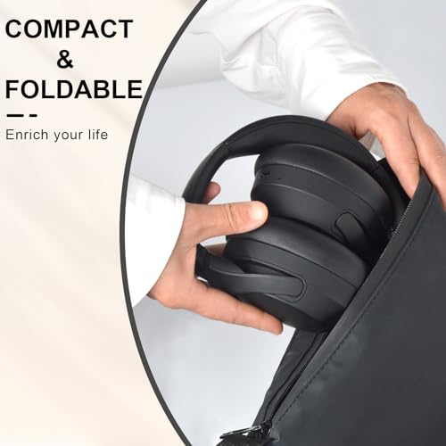 T-fun NC50 Hybrid Active Noise Cancelling Headphones Wireless Bluetooth 5.3, Foldable Over Ear Headphones, Custom EQ via App, 65 Hours Playtime, Low Latency Game Mode, Multipoint Connection