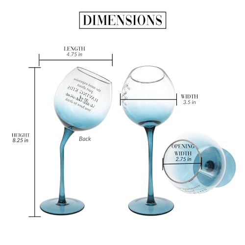 Pavilion - All The Wine You Have To Drink - 11 Oz Tipsy Stemmed Ombre Teal Wine Glass Unique Novelty Gag Gift Funny Mom Dad Humor Parenting Present