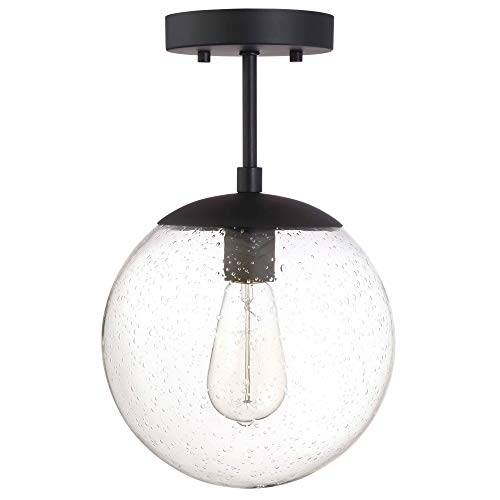 Design House 588517-SG Gracelyn Modern Indoor Dimmable Semi-Flush Ceiling Light with Clear Seedy Glass Globe Shade for Kitchen Hallway Bedroom, Satin Gold