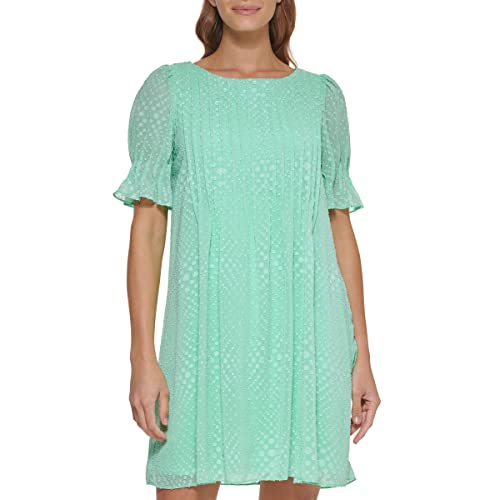 DKNY Women's Pleated Front Cinch Sleeve Flowy Dress, 2