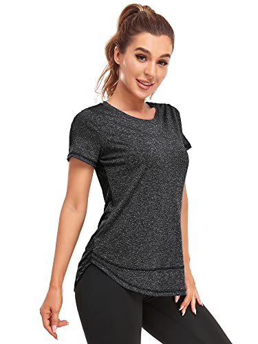 Abrooical Dry Fit Tshirts for Women Relaxed-Fit Short Sleeve Crewneck Workout Yoga Training Tops Print 01 Medium