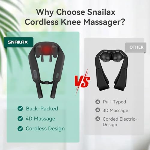 Snailax Cordless Neck Shoulder Massager with Soothing Heat, Upgarded 4D Deep Tissue Kneading, Shiatsu Neck Back Massager Pillow for Neck, Traps, Back, Gifts for Men Women Mom Dad