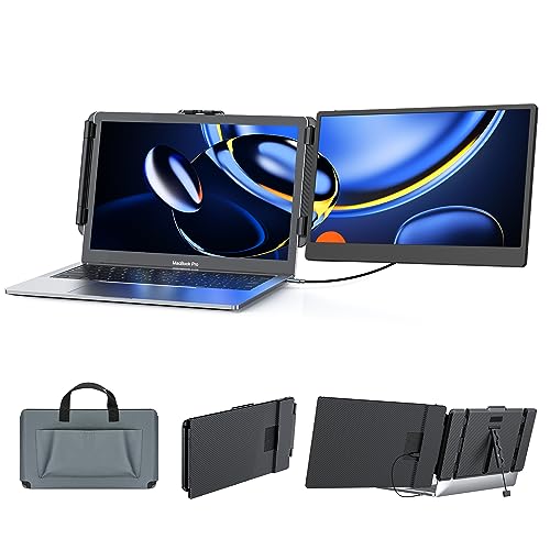 Kwumsy L1 Portable Monitor for Laptop, 12.3" IPS FHD High Brightness 600CD/㎡Gaming Monitor with Foldable Kickstand/Dual Speakers, Travel Touch Screen Monitor for Windows Mac PC Laptop Phone PS5/Switch