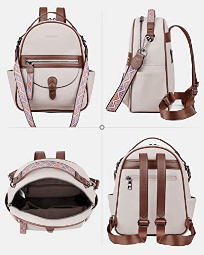 FADEON Mini Backpack Purse for Women, Designer Leather Cute Roomly Small Backpacks, Ladies Shoulder Backpack Fashion Handbag