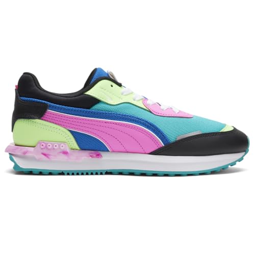 PUMA Women's City Rider Marble Sneaker, Green/Black/Luminous Pink, 7